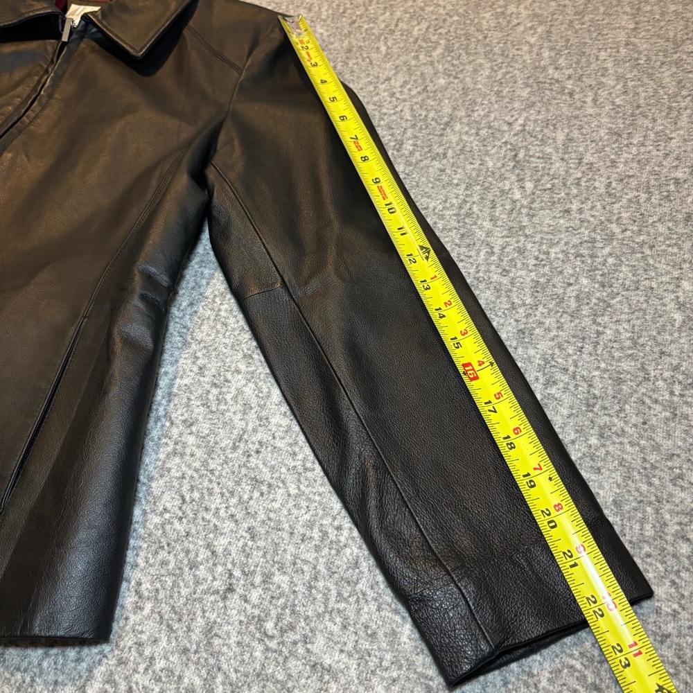 Worthington Women’s Black Genuine Leather Zip Jacket Red Lining Petite Medium - Picture 8 of 8